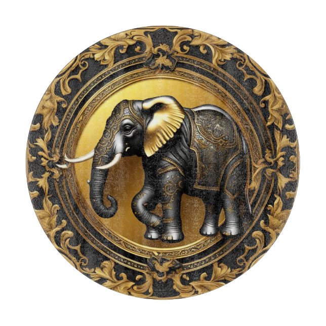 Elephant gold ornamental frame cutting board (Front)