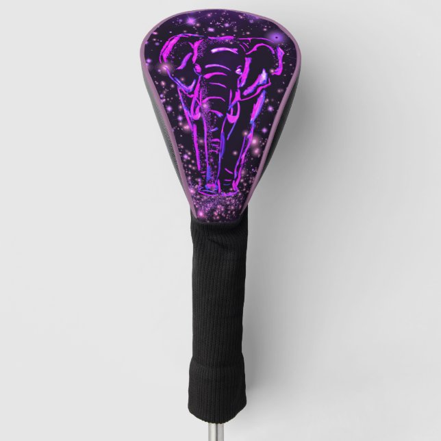 Elephant Golf Head Cover In Purple Pink Night (Front)