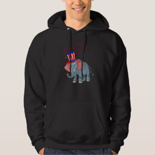 Elephant Graphic Red White Blue Fireworks Decor 4t Hoodie