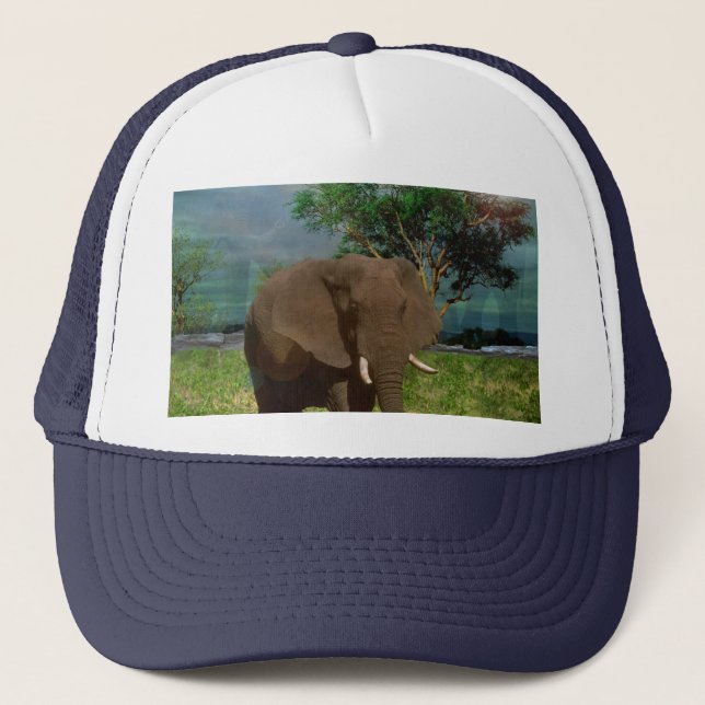 Elephant Grazing in the Bush, Truckers Hat (Front)