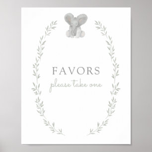 Elephant Greenery Baby Shower Favours Sign