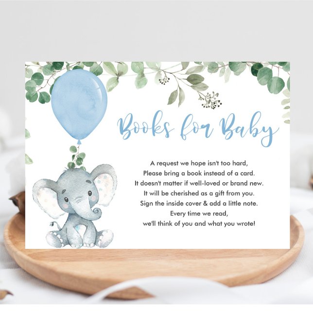 Elephant greenery blue balloon books for baby encl enclosure card (Creator Uploaded)