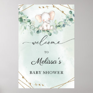 Elephant Greenery Foliage Baby Shower Welcome sign