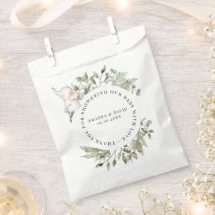 Elephant Greenery Gender Neutral Baby Shower  Favour Bags