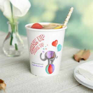 Elephant grey art baby shower circus custom  paper cups