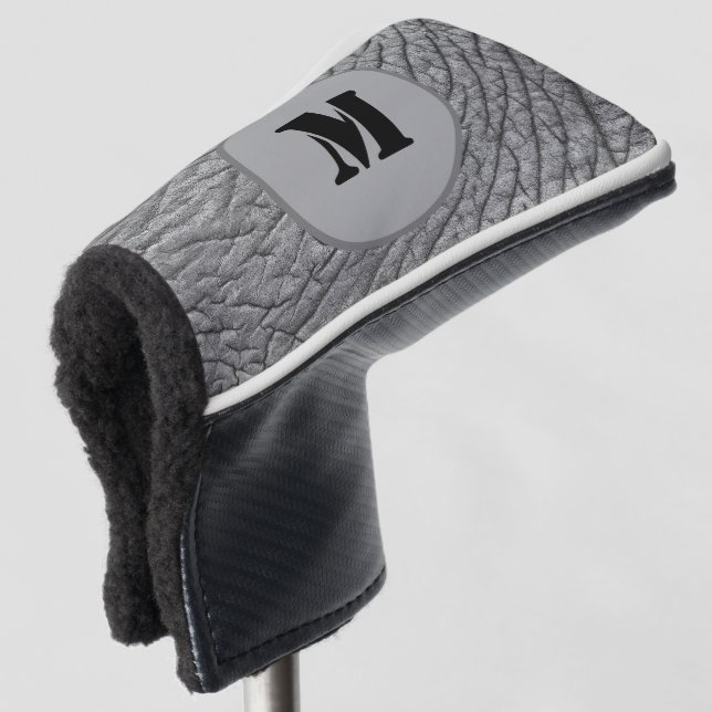 Elephant grey skin pattern monogram customisable golf head cover (3/4 Front)