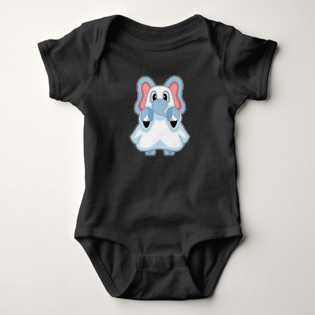 Elephant Halloween Ghost Baby Bodysuit (Front)