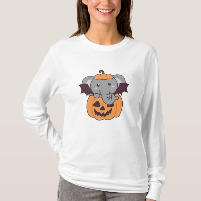 Elephant Halloween Pumpkin Bat Costume T-Shirt (Front)