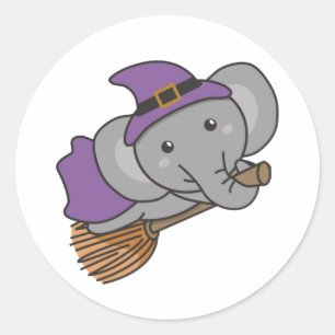 Elephant Halloween Witch Kids Witches Costume Clas Classic Round Sticker