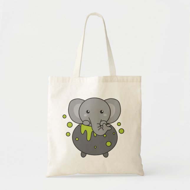 Elephant Happy Halloween Cauldron Bat Tote Bag (Front)