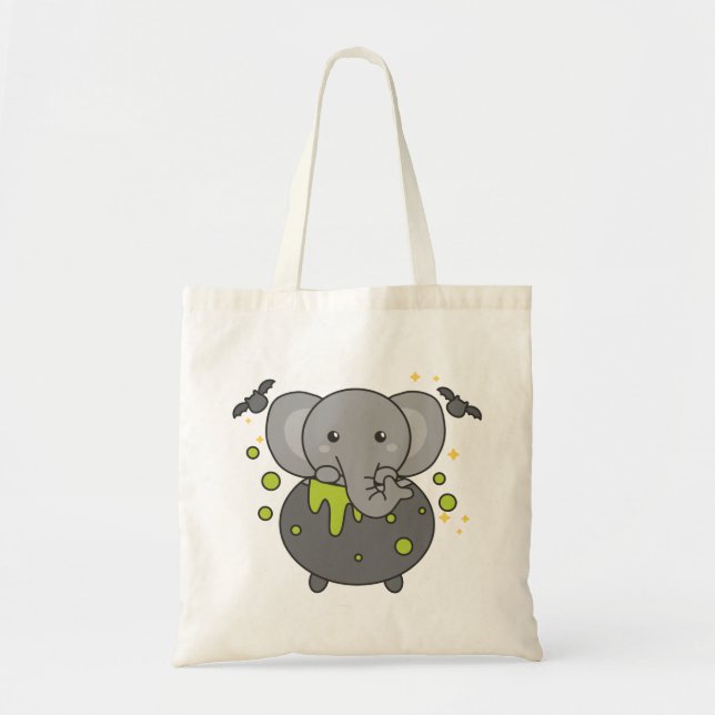 Elephant Happy Halloween Cauldron Bat Tote Bag (Front)