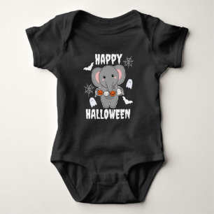 Elephant Happy Halloween Pumpkin Bat Costume Baby Bodysuit