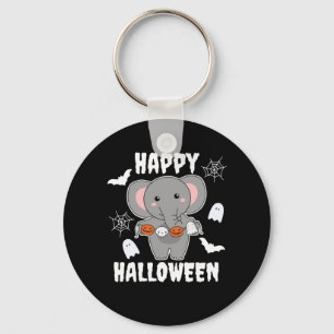Elephant Happy Halloween Pumpkin Bat Costume Key Ring