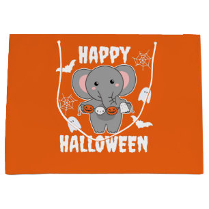 Elephant Happy Halloween Pumpkin Bat Costume Large Gift Bag