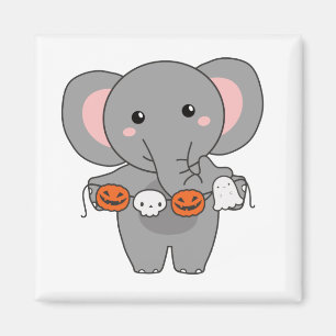 Elephant Happy Halloween Pumpkin Bat Costume Magnet