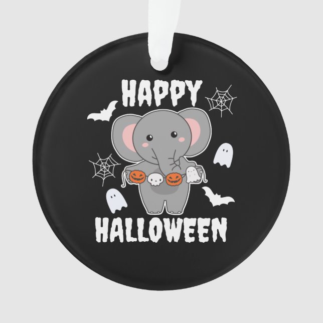 Elephant Happy Halloween Pumpkin Bat Costume Ornament (Front)
