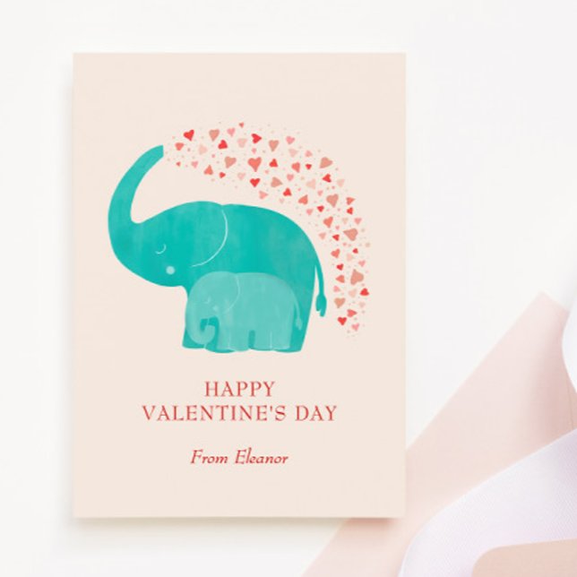 Elephant Happy Valentine's Day Kid Photo Card (Creator Uploaded)