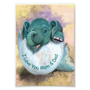 Elephant Hatching From Egg - I Love You MOM & DAD Photo Print