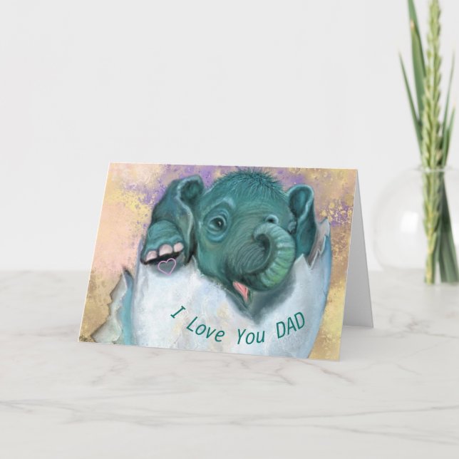 Elephant Hatching Funny Fathers's Day Card (Front)