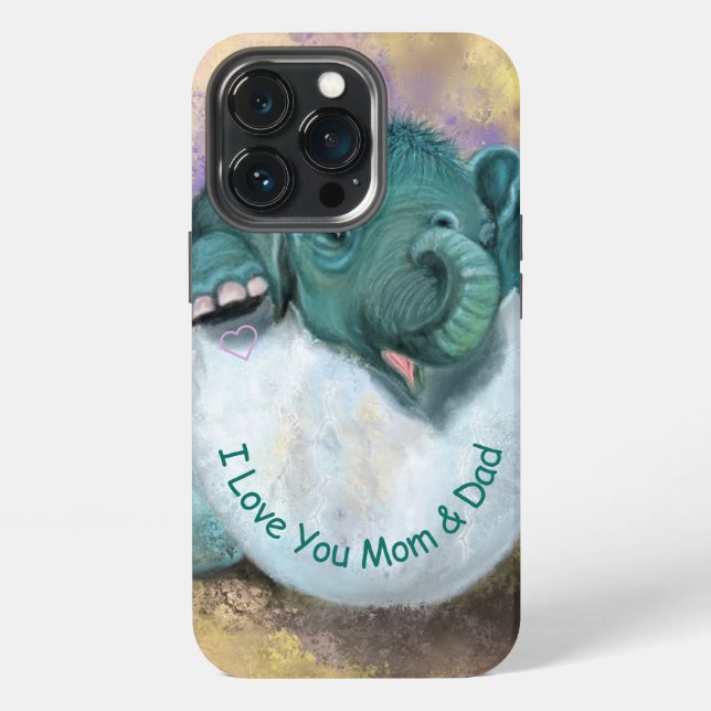 Elephant Hatching Funny iPhone Case - Custom Text (Back)
