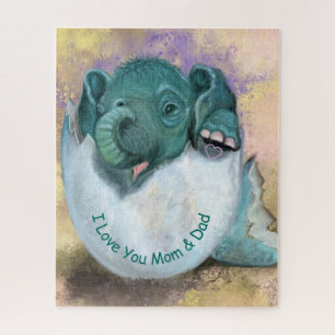 Elephant Hatching Puzzle - I Love You MOM & DAD