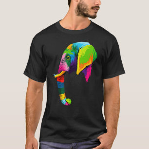 Elephant Head Colorful Art Animals Watercolor Pain T-Shirt