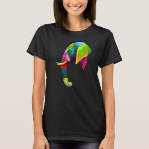 Elephant Head Colorful Art Animals Watercolor Pain T-Shirt