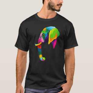 Elephant Head Colourful Art Animals Watercolor Pai T-Shirt