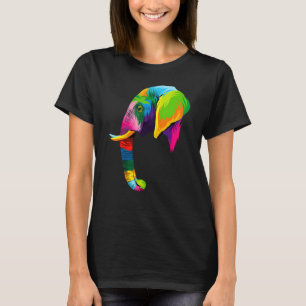 Elephant Head Colourful Art Animals Watercolor Pai T-Shirt