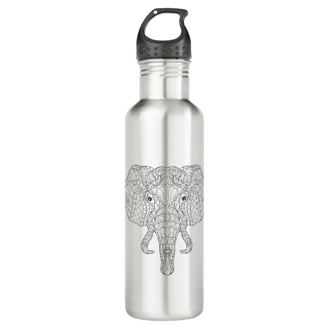 Elephant Head Doodle 2 710 Ml Water Bottle (Front)