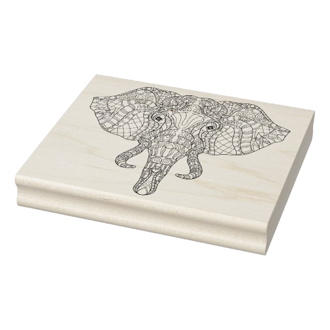 Elephant Head Doodle 2 Rubber Stamp (Stamp)