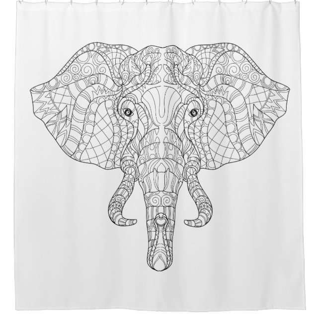 Elephant Head Doodle 2 Shower Curtain (Front)