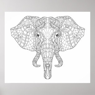 Elephant Head Doodle 4 Poster