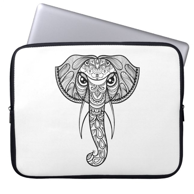 Elephant Head Doodle Laptop Sleeve (Front)
