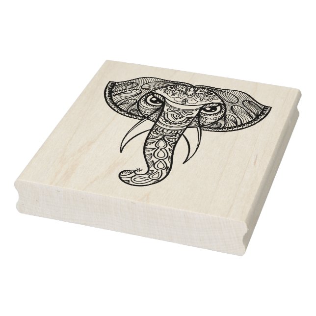 Elephant Head Doodle Rubber Stamp (Stamp)