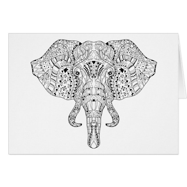 Elephant Head Doodle Sketch (Front Horizontal)