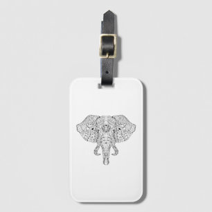 Elephant Head Doodle Sketch Luggage Tag