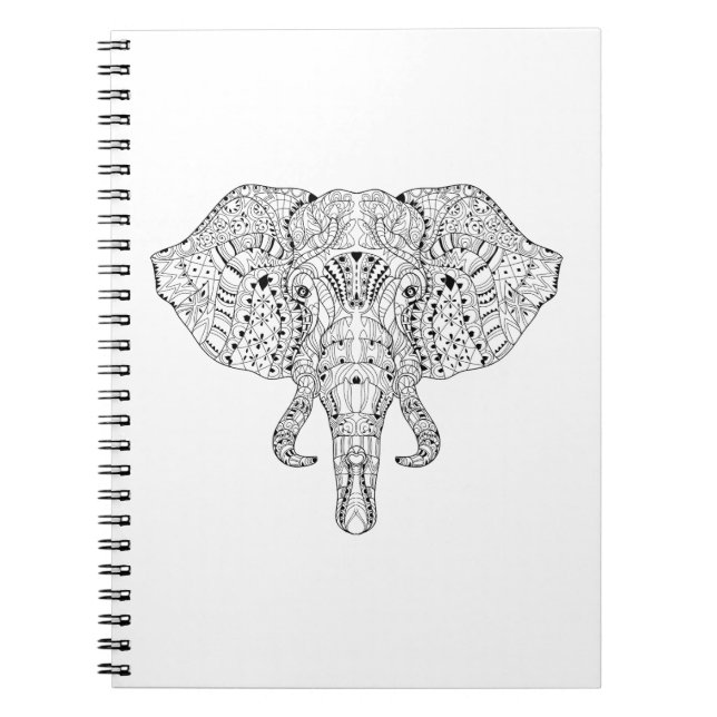 Elephant Head Doodle Sketch Notebook (Front)