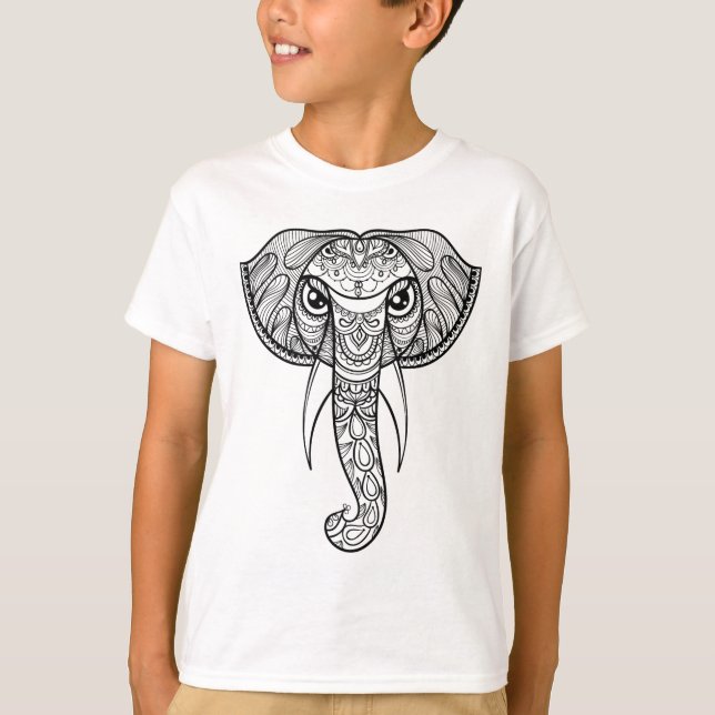 Elephant Head Doodle T-Shirt (Front)
