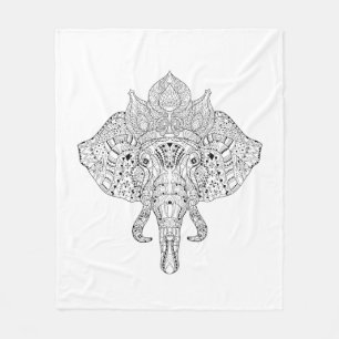 Elephant Head Inspired Doodle Fleece Blanket
