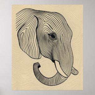 Elephant Head minimalist line art II Poster
