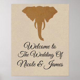 Elephant Head Natural Rustic Safari Chic Banner Poster