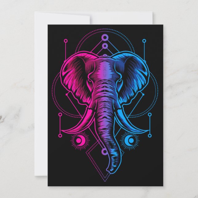 Elephant Head With Sacred Geometry Invitation (Front)