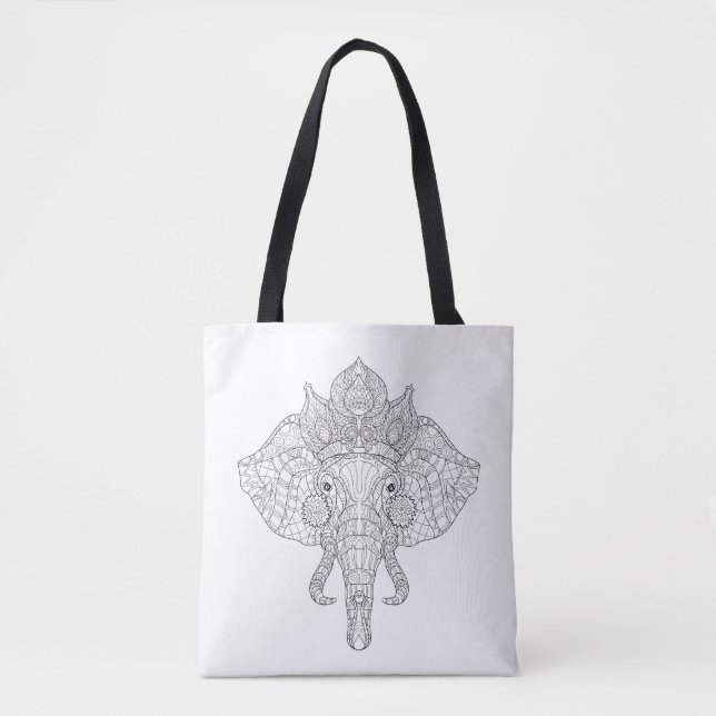 Elephant Head Zendoodle 2 Tote Bag (Front)