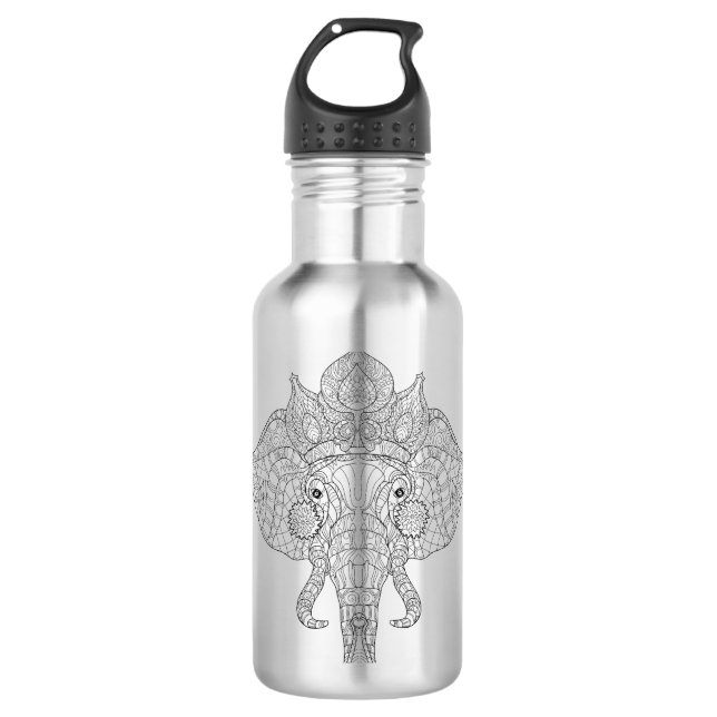 Elephant Head Zendoodle 710 Ml Water Bottle (Front)