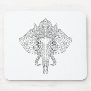 Elephant Head Zendoodle Mouse Mat