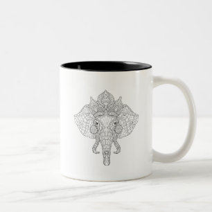 Elephant Head Zendoodle Two-Tone Coffee Mug