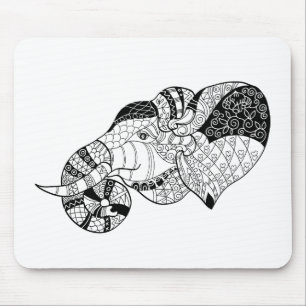 Elephant Head Zenstyle Doodle Mouse Mat
