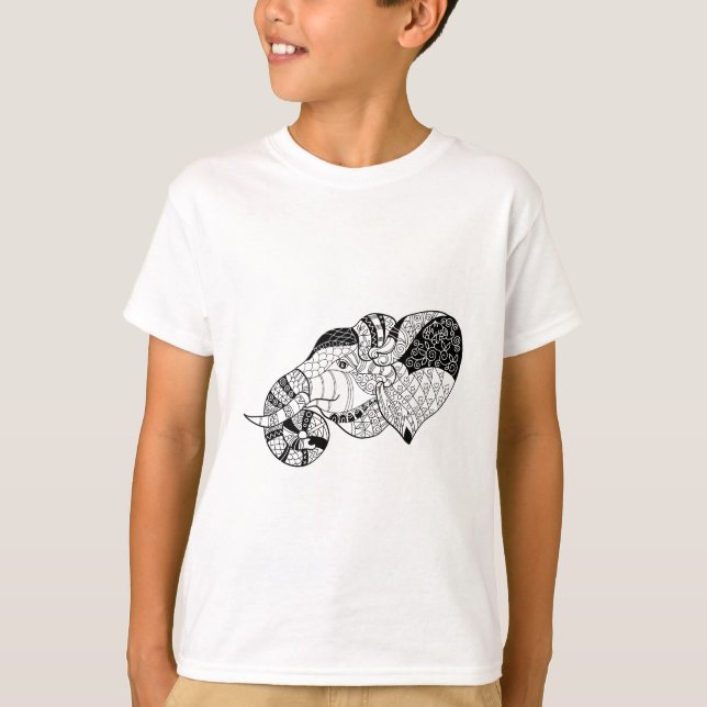 Elephant Head Zenstyle Doodle T-Shirt (Front)