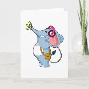 Elephant Headphone Music Card